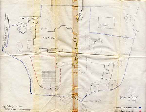 paper plan of Froghall with new house