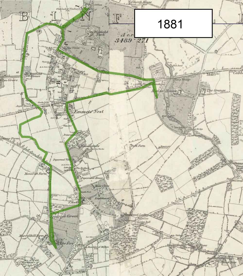 map of Binfield in 1881