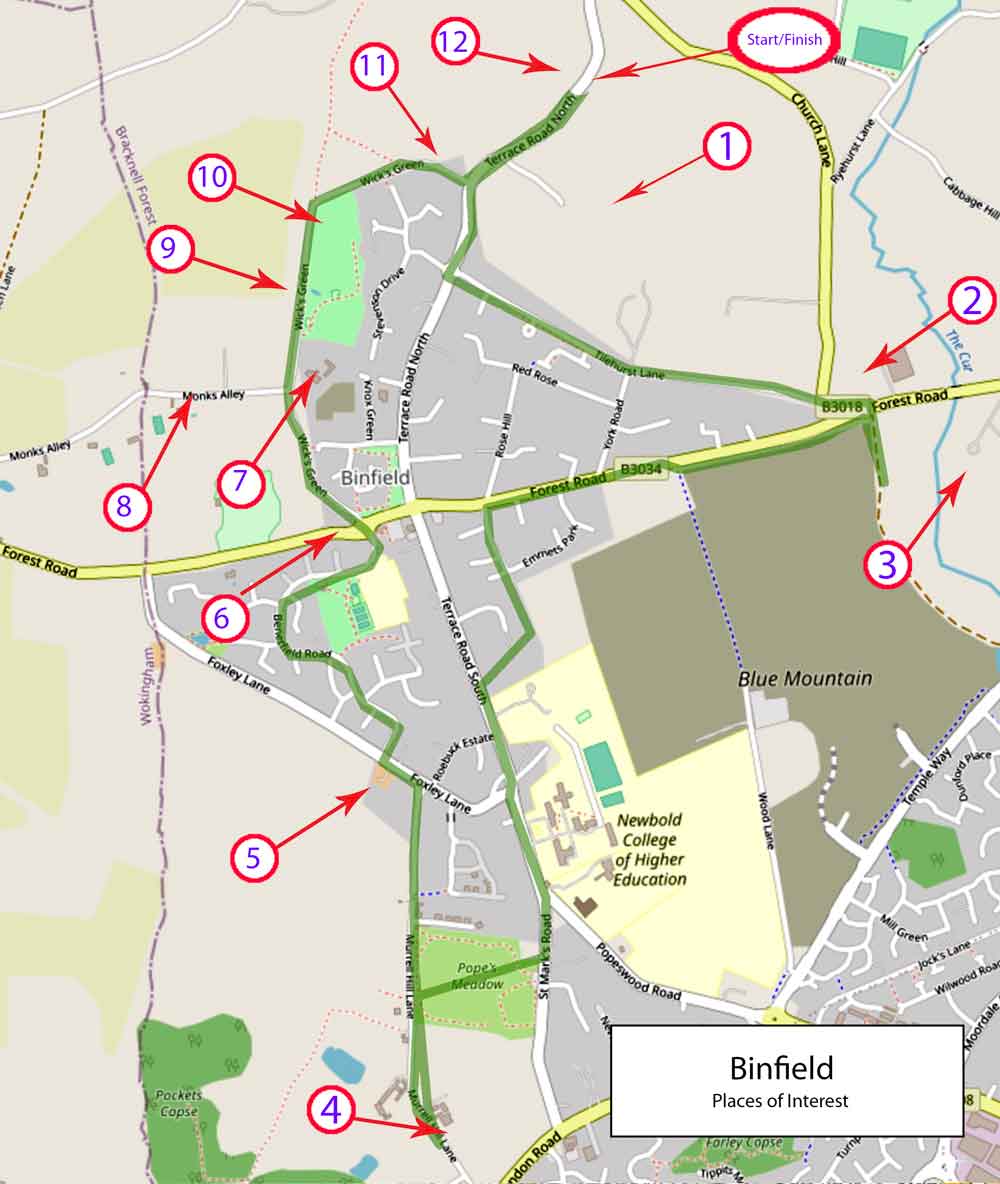 POI map of Binfield