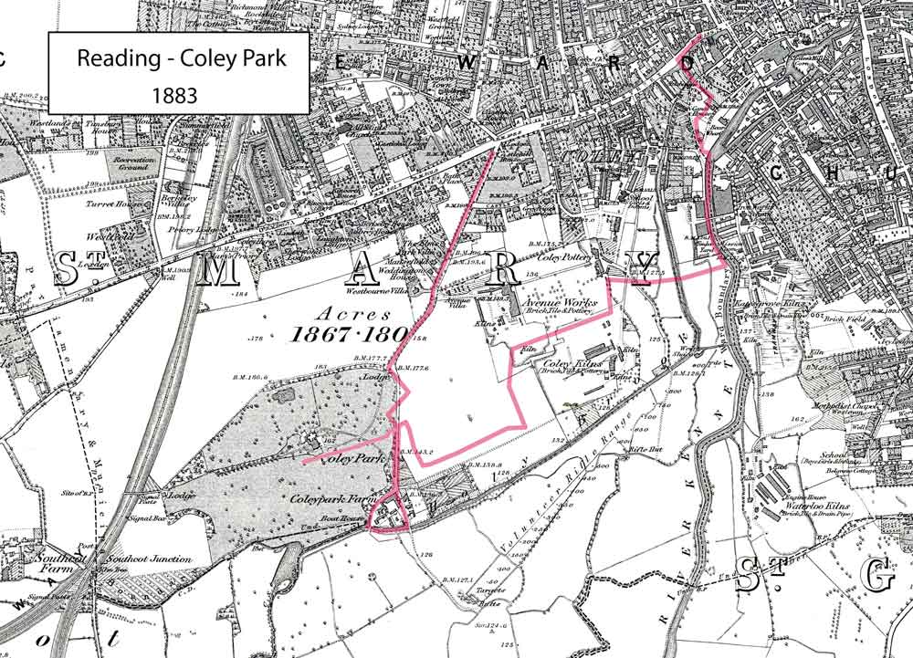 map of Coley Park in 1883