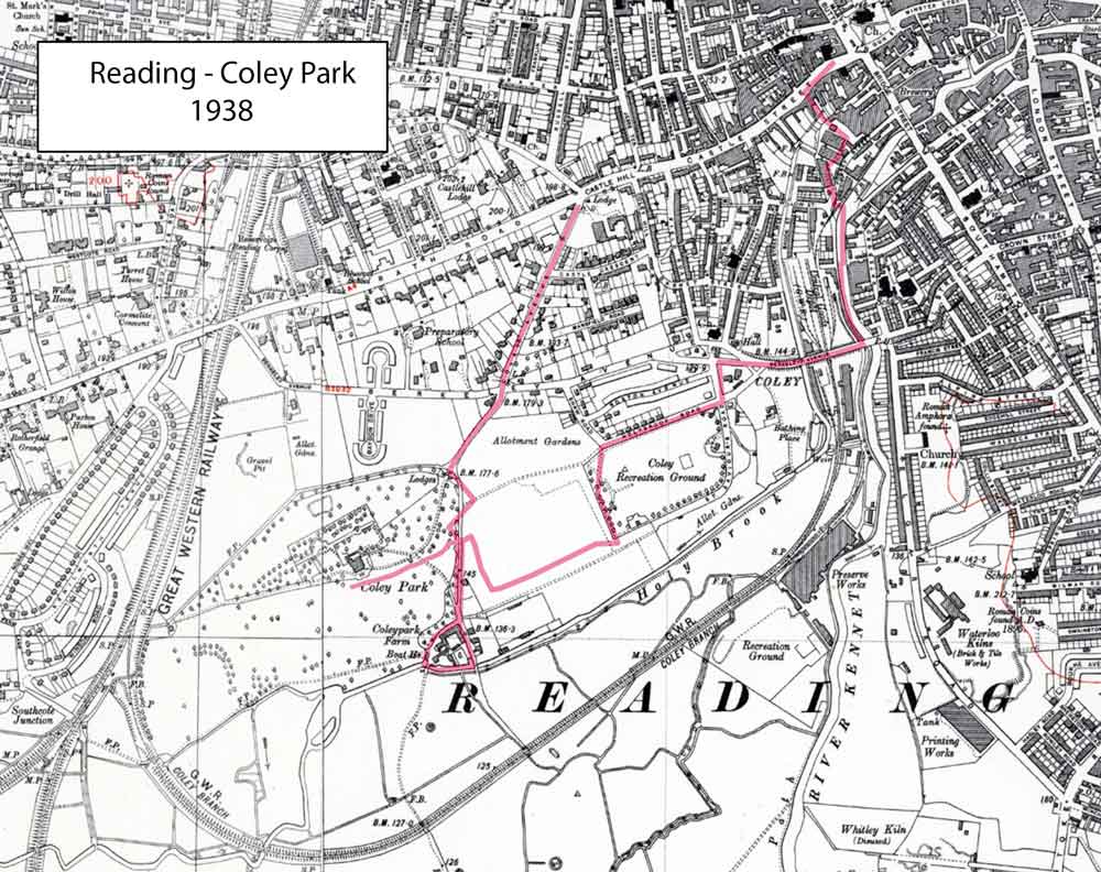 map of Coley Park in 1938