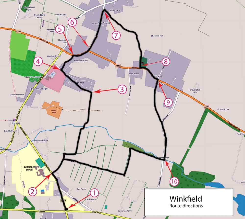 route map of Winkfield