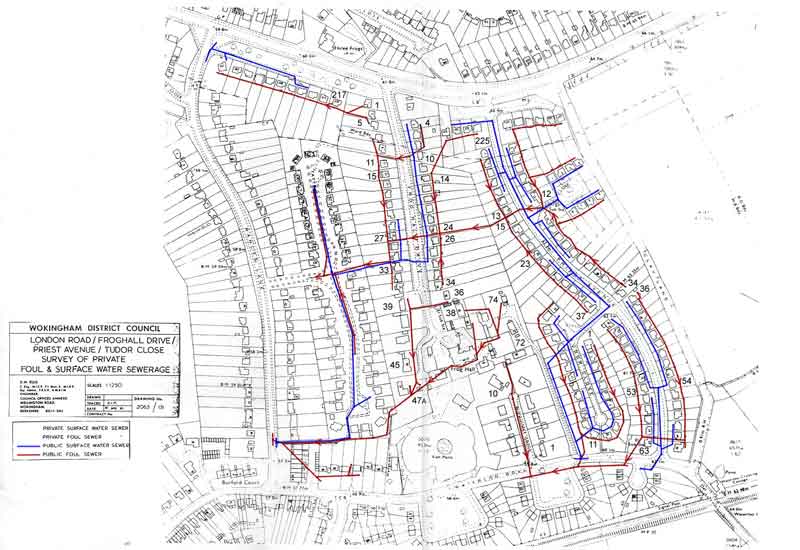 Map of Froghall Drive and surround with drains marked